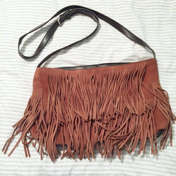 Brown Suede Vintage Purse by EGO Zip Top Shoulder Bag - Picture 1 of 8